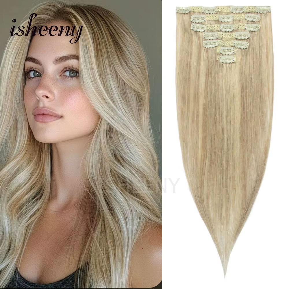 Extensions de cheveux humains à clipser de 12 à 20 pouces