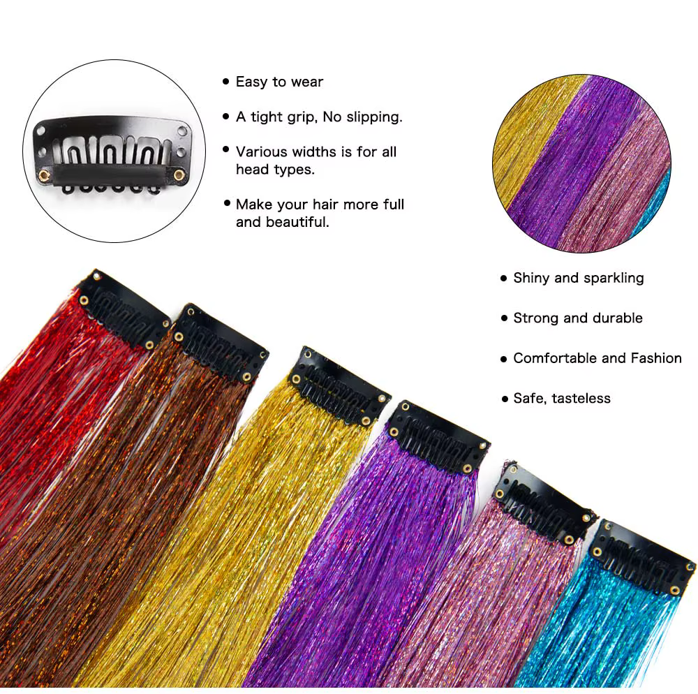 Extensions de cheveux colorés à clipser pour femmes et filles