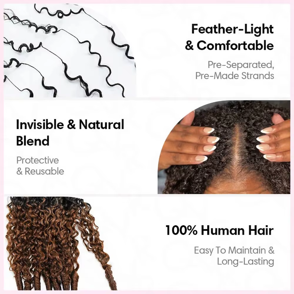 Extensions de tresses au Crochet en plumes bouclées birmans de 3e génération
