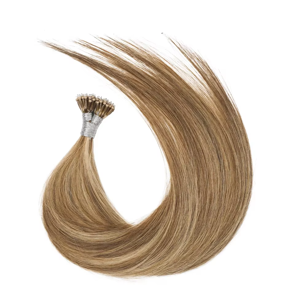 Extensions de cheveux Nano Rings à pointe droite, cheveux humains vierges naturels Shadow 100%, lots de cheveux blonds en vrac, micro-perles, kératine en gros