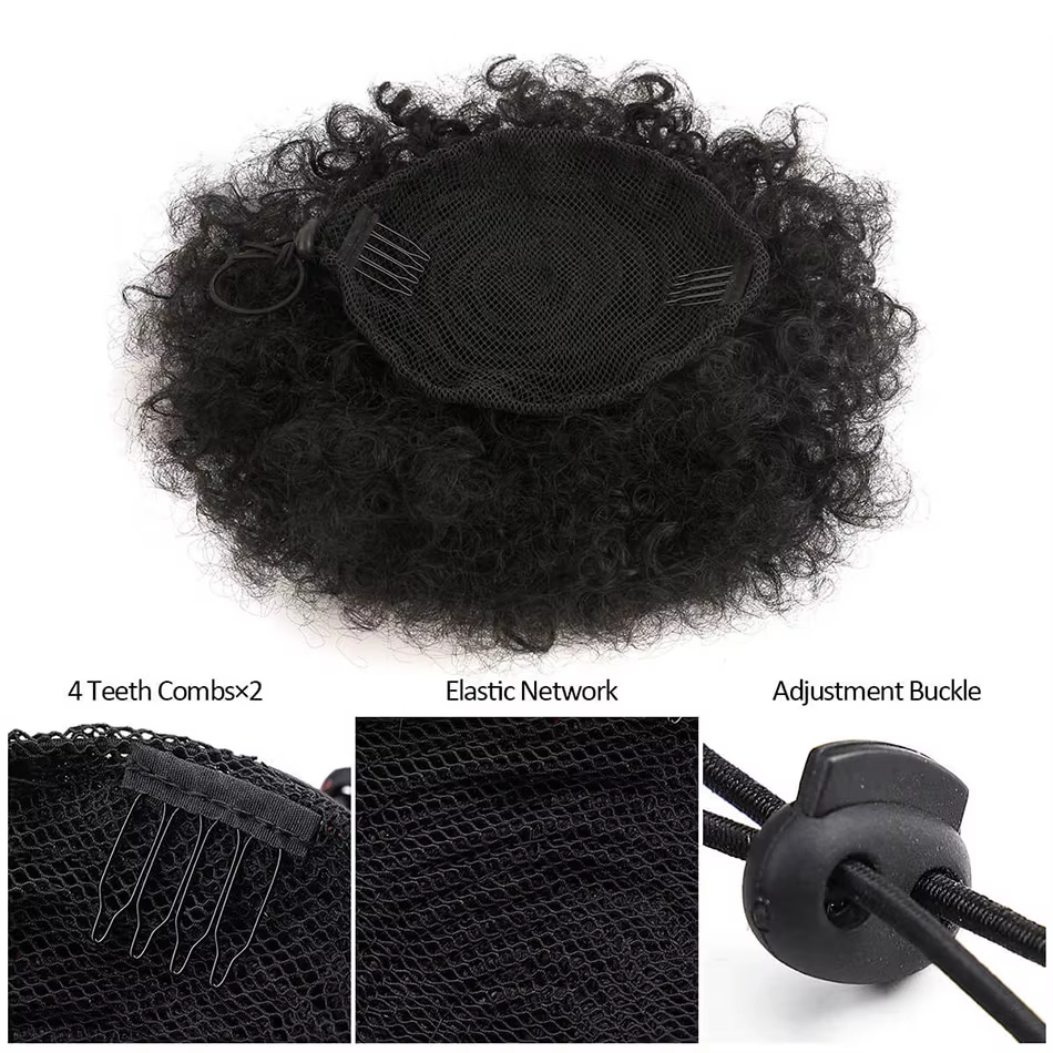 1PC femmes 10 pouces Afro crépus bouclés synthétique queue de cheval Extension avec cordon Style de base