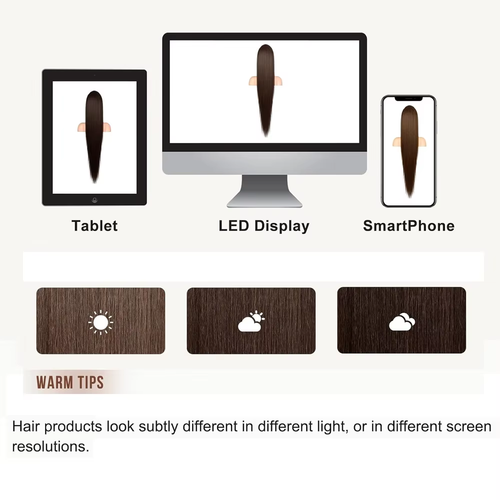 Perruque synthétique pour femme (18-34 pouces) Cheveux longs et raides avec accessoire de coiffure style queue de cheval à enrouler et à clipser