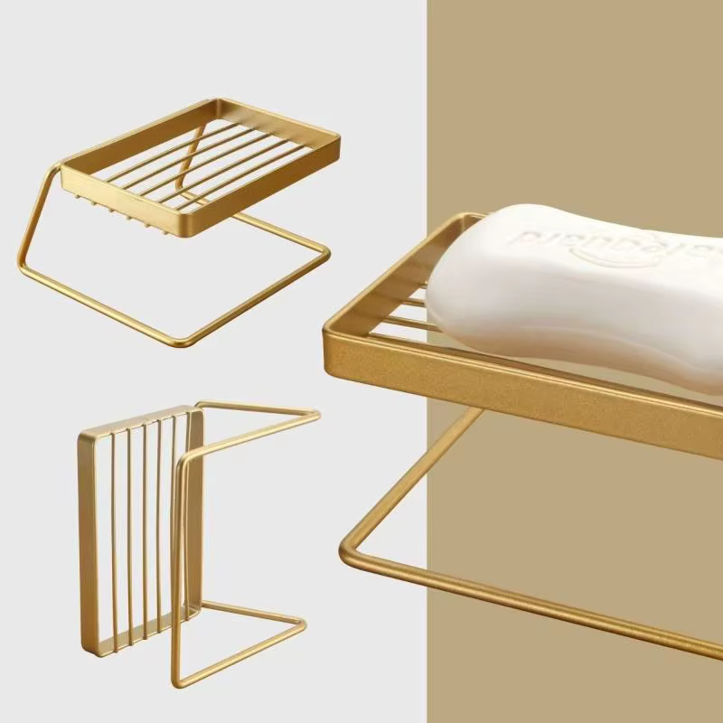 Porte-savon auto-drainant en acier inoxydable, design minimaliste, pour douche, salle de bain, évier de cuisine, rangement fonctionnel