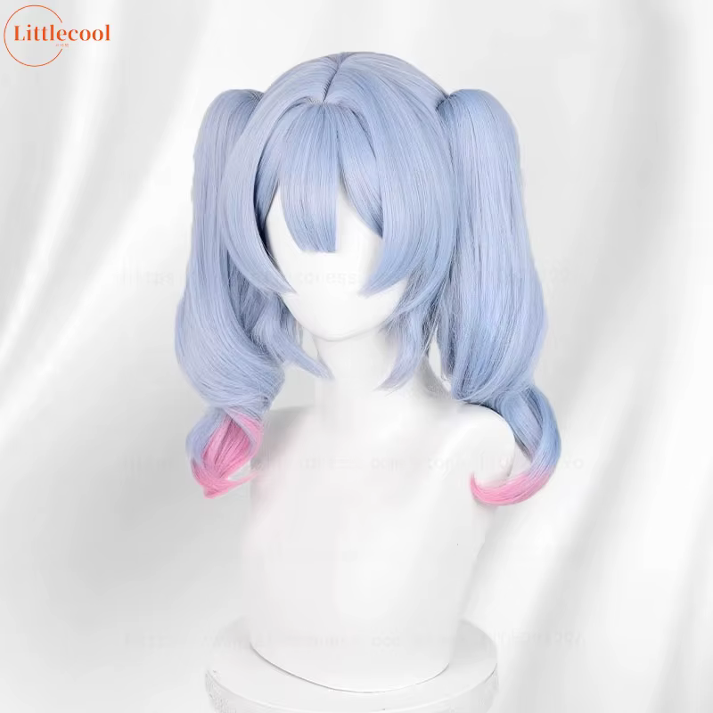 Miku lapin trou Cosplay perruque 45 cm de Long couleur mixte queues de cheval résistant à la chaleur cheveux