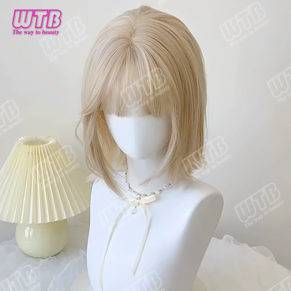 WTB Perruque synthétique beige style Lolita