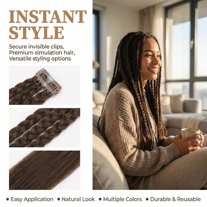 1 Paire de Tresses Synthétiques avec Clip