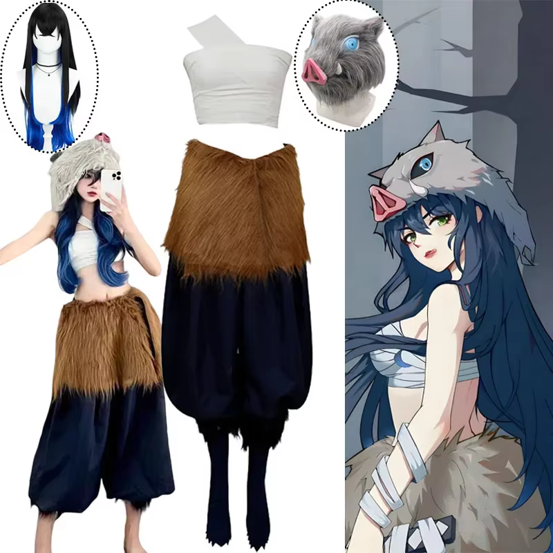 Costume de cosplay Anime Demon Slayer Hashibira Inosuke