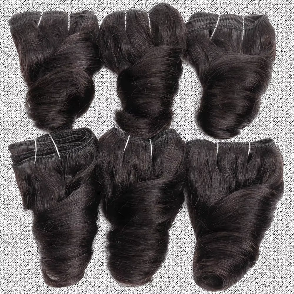 Extensions de cheveux humains ondulés naturels noirs de 8 à 12 pouces pour femmes