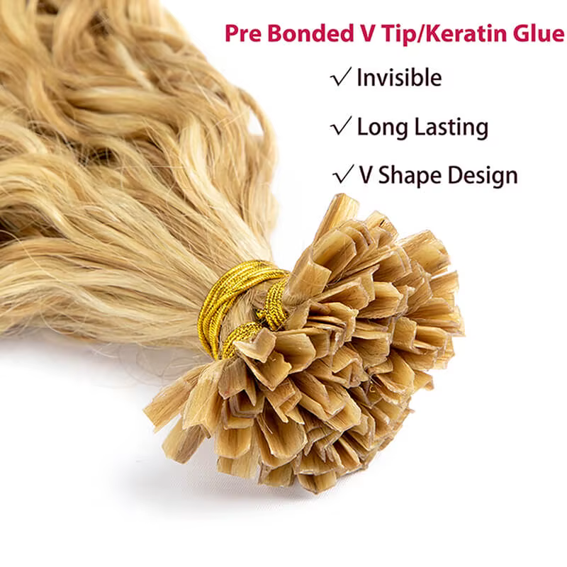 Extensions de cheveux humains à pointe en V