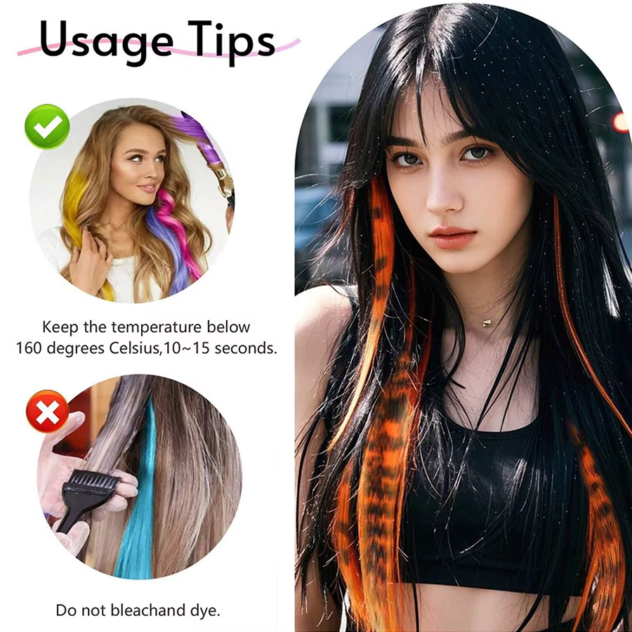 Extensions de cheveux à clipser imprimées à rayures