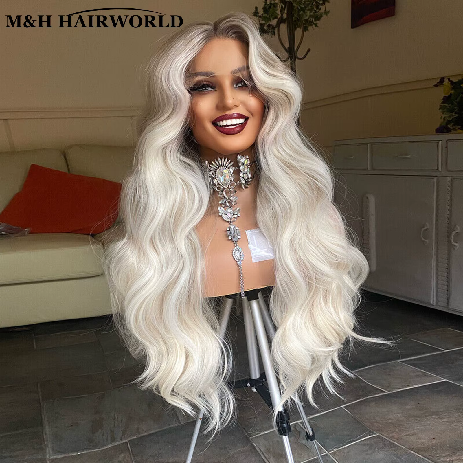 13X3 sans colle frontale dentelle perruques pour femmes longs ondulés cheveux synthétiques