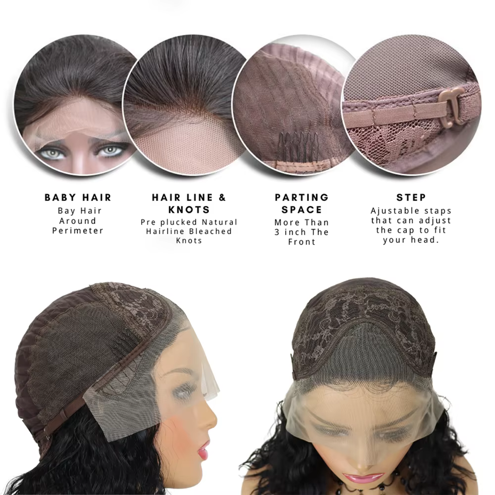 Perruque Lace Front Wig synthétique bouclée longue noire 13*3