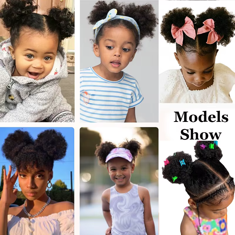 Chignon Afro Synthétique Bouffant pour Enfants