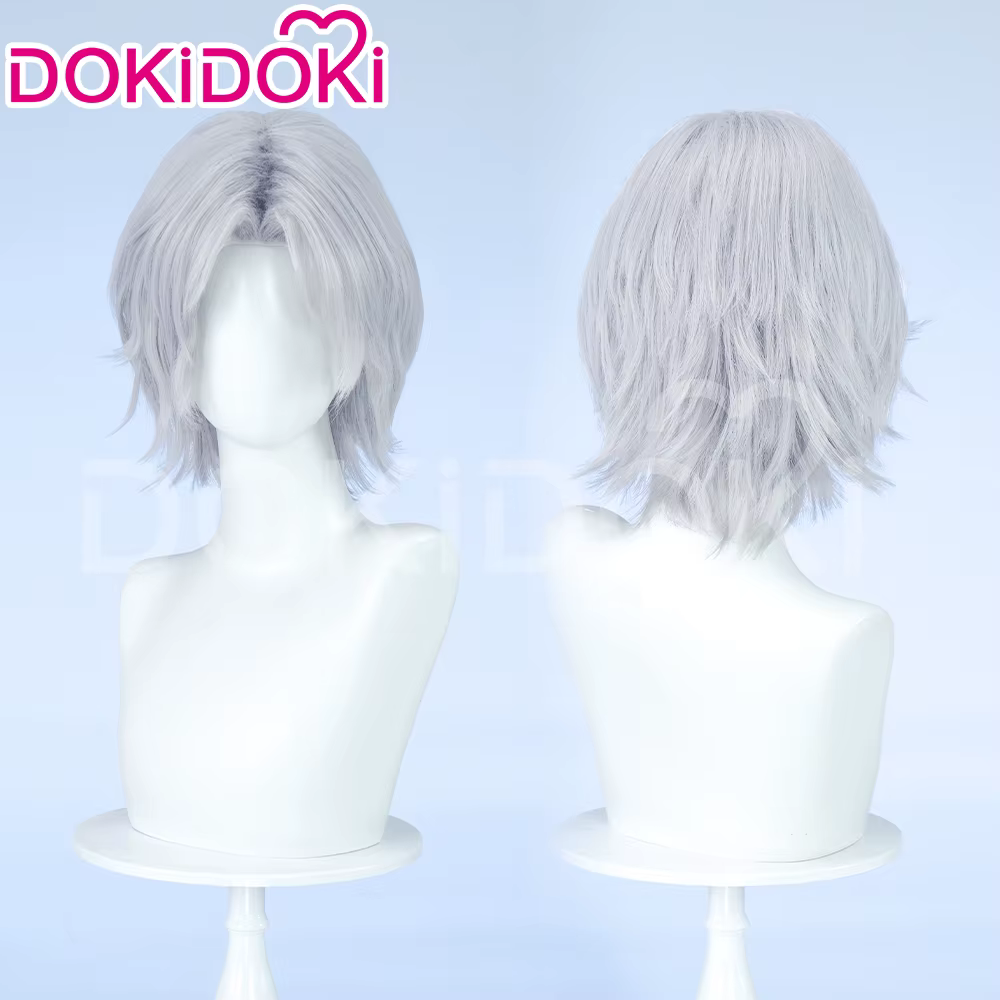 【Partiellement prêt à être expédié】Perruque Dante Vergil V Lady Nico Trish pour Cosplay de jeu DokiDoki, cheveux gris argenté et blancs, collier Mary Dante