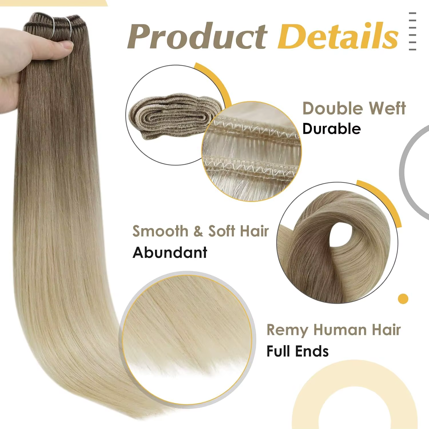 Extensions de cheveux naturels Remy lisses et soyeux