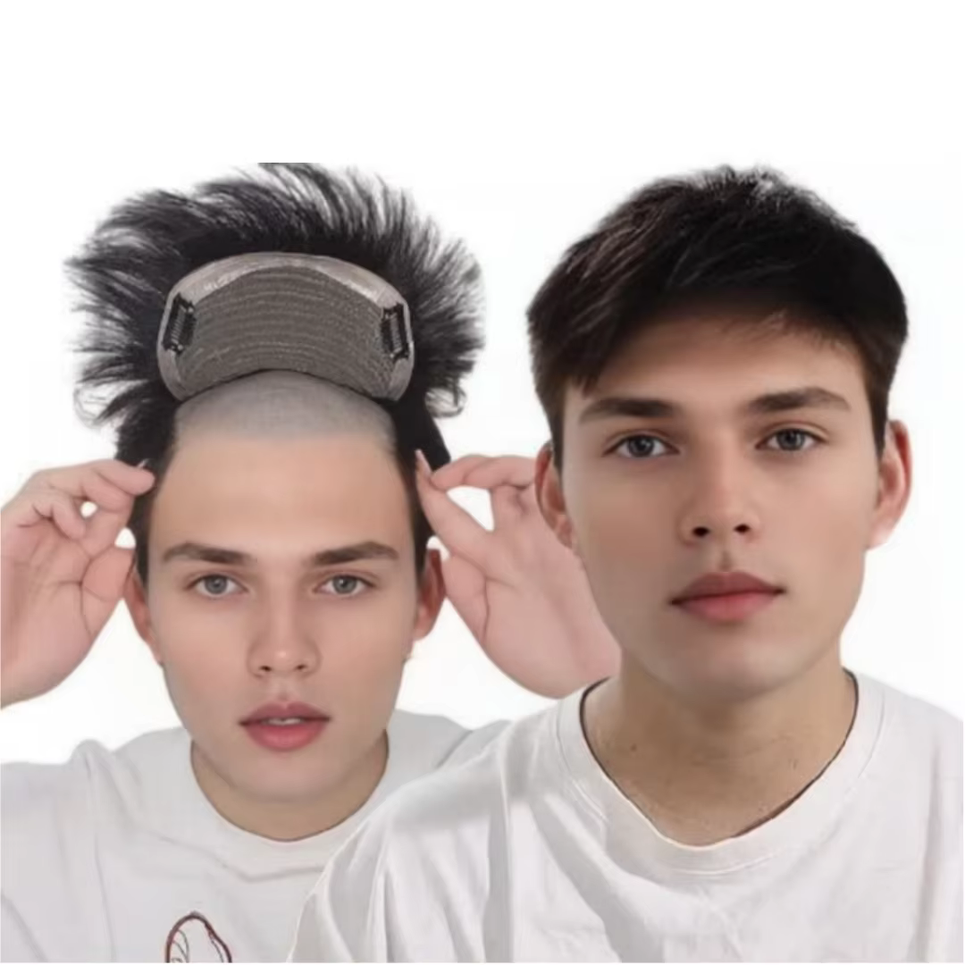 Toupet pour hommes avec Clips perruques masculines cheveux humains