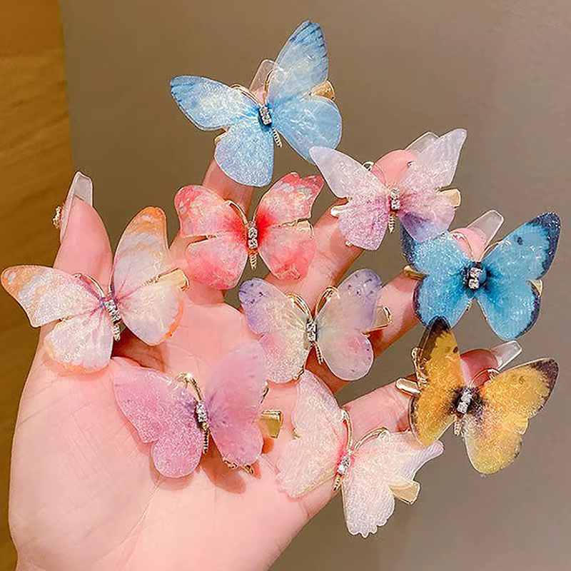 Épingles à cheveux papillon colorées pour filles