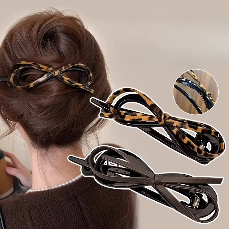 Pinces à cheveux torsadées imprimé léopard pour femmes