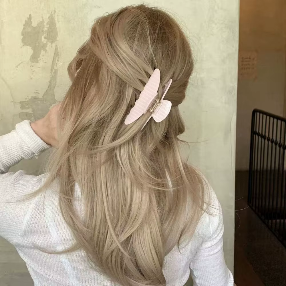 Nouvelles pinces à cheveux coréennes bleues et roses à rayures pour femmes et filles