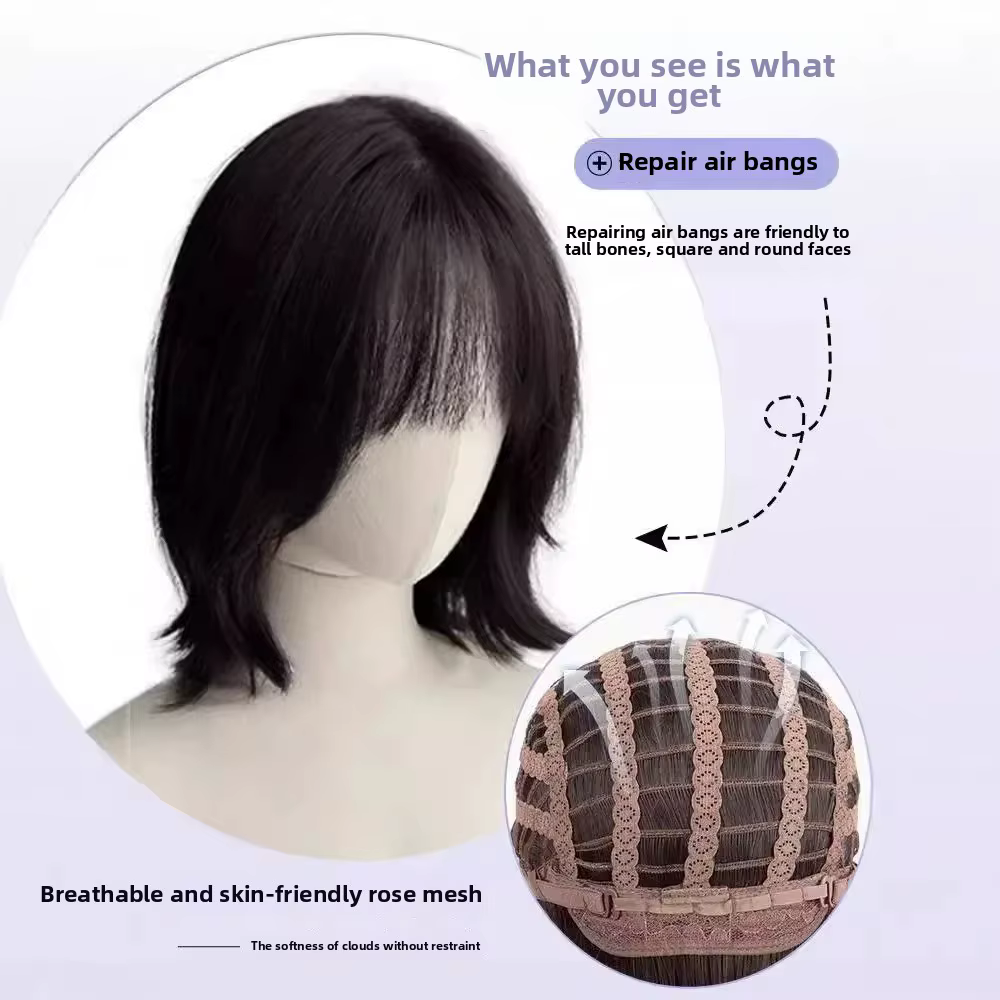 Perruque naturelle bouclée courte pour femmes