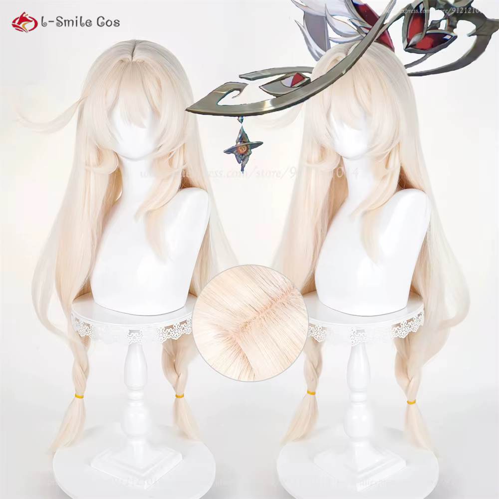 Alice Cosplay perruque 98 cm rose clair doré perruques pour femmes Genshin Cosplay Anime perruque résistant à la chaleur cheveux synthétiques Halloween