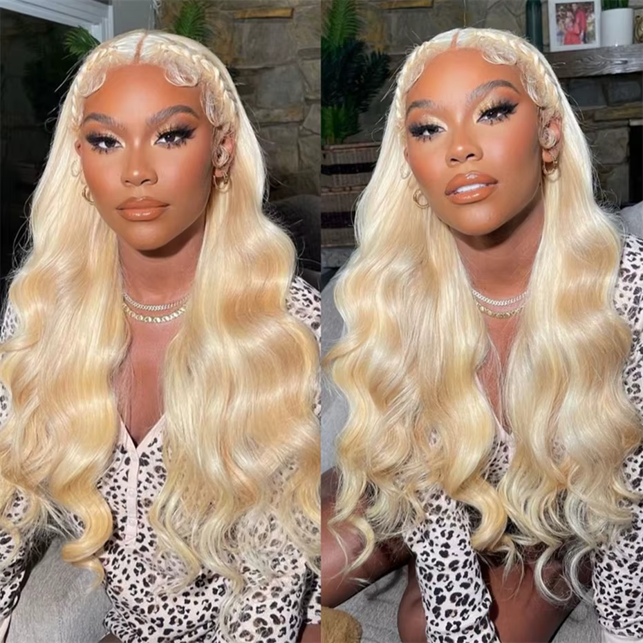 Perruque Lace Frontale 360 Blonde 613 en Cheveux Humains Pré-Pluckée