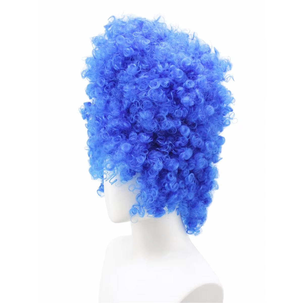 Perruque synthétique bleu vif à boucles longues