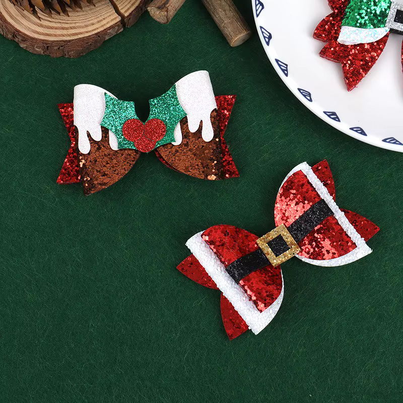 Nœuds de cheveux à paillettes du père noël