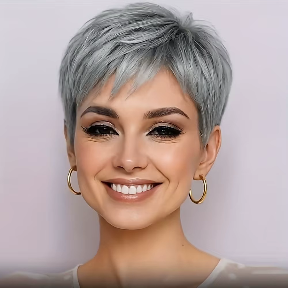 Perruque de cheveux humains coupe lutin