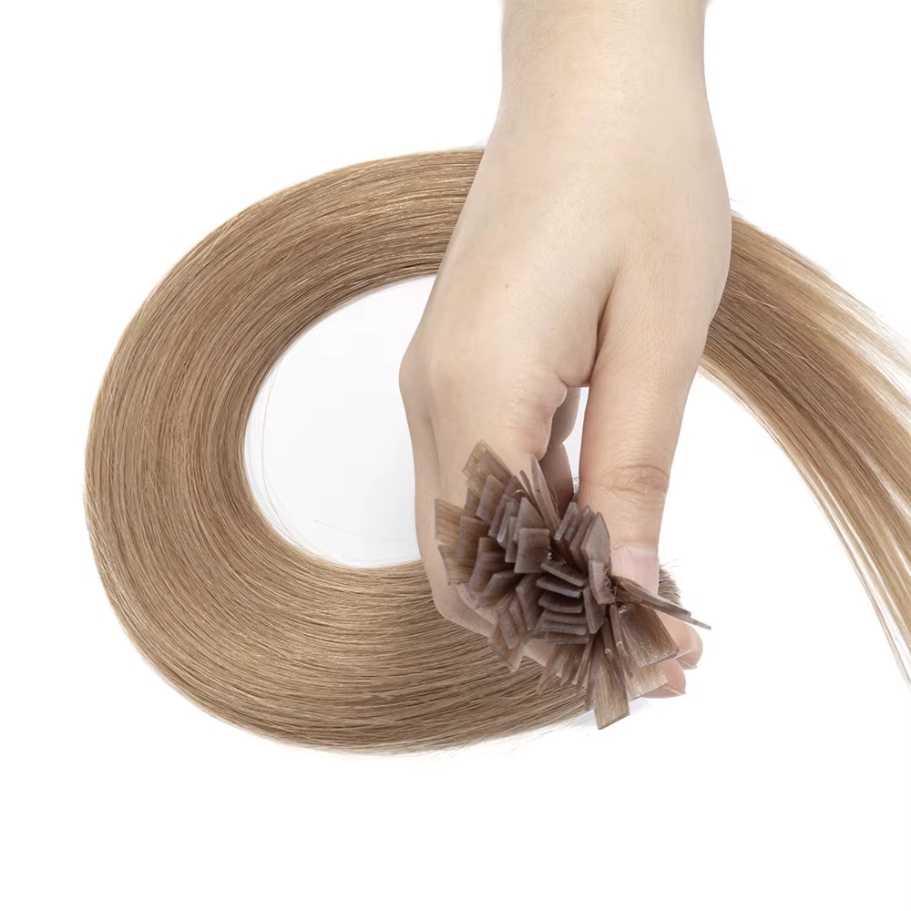 Extensions de cheveux humains blond platine à pointe plate