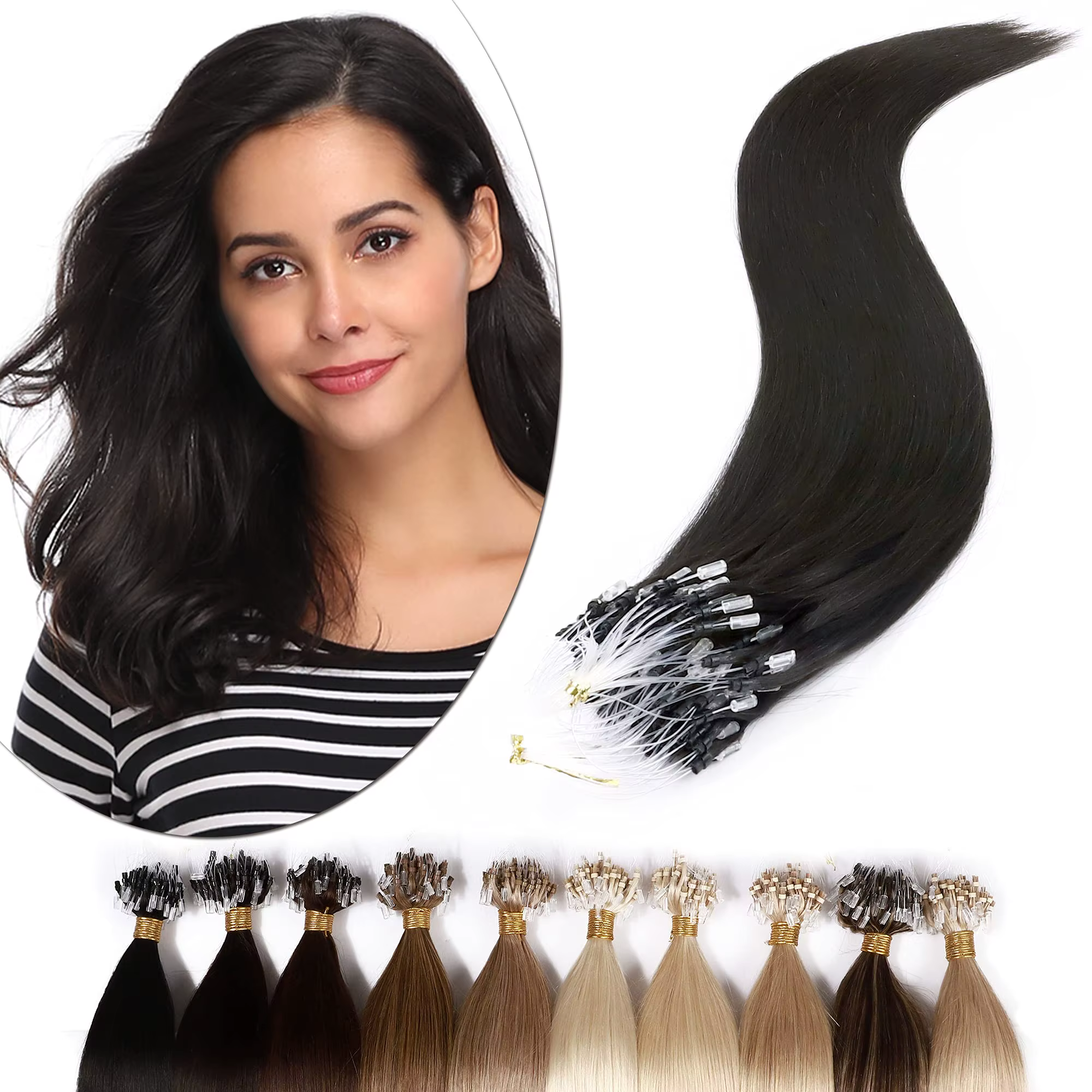 Extensions de micro-boucles de cheveux 100% humains