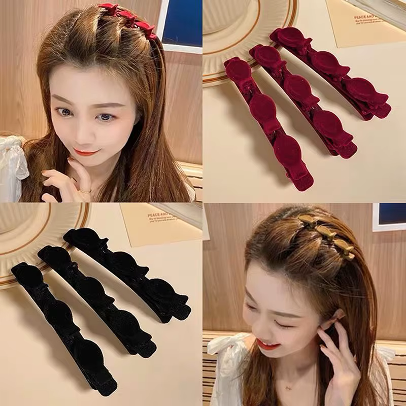 Pinces à cheveux tressées de couleur unie