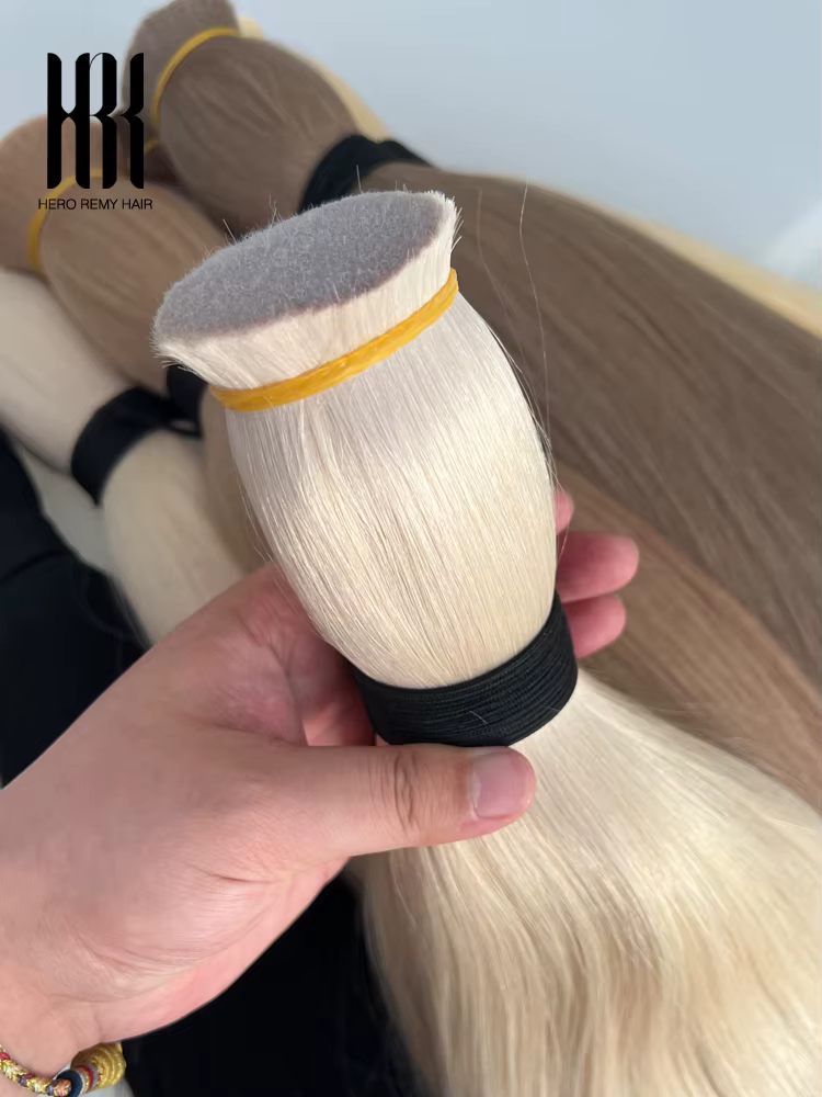 100% réel Remy Extensions de cheveux humains sans trame miel blond