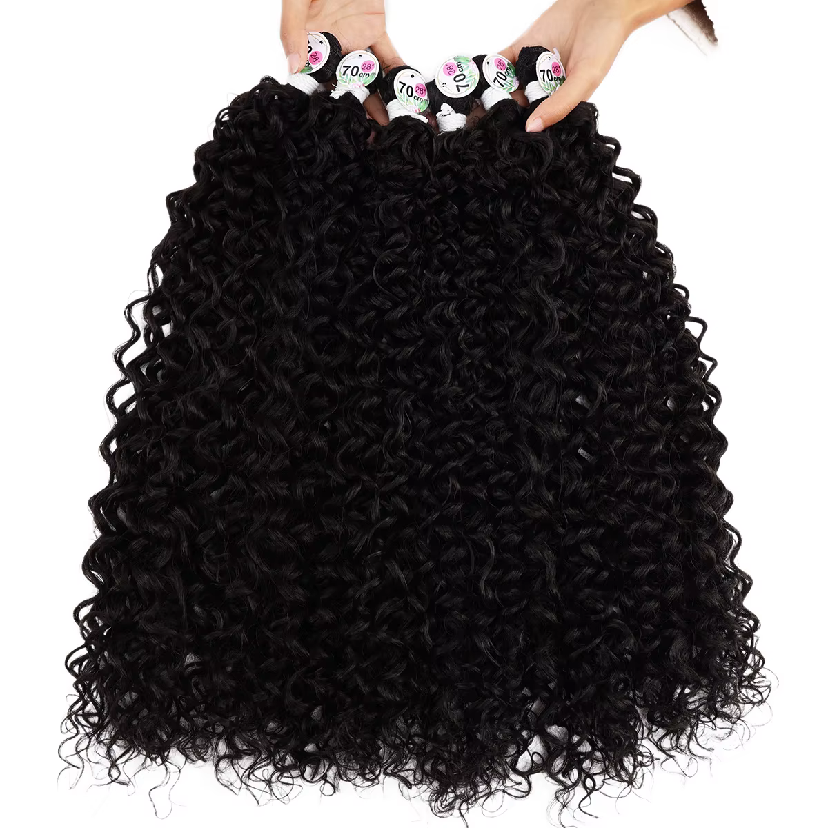 Mèches synthétiques bouclées courtes et élastiques de 24 à 28 pouces