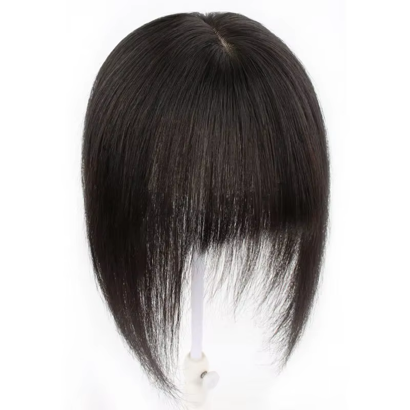 Topper de cheveux naturels à clipser avec frange