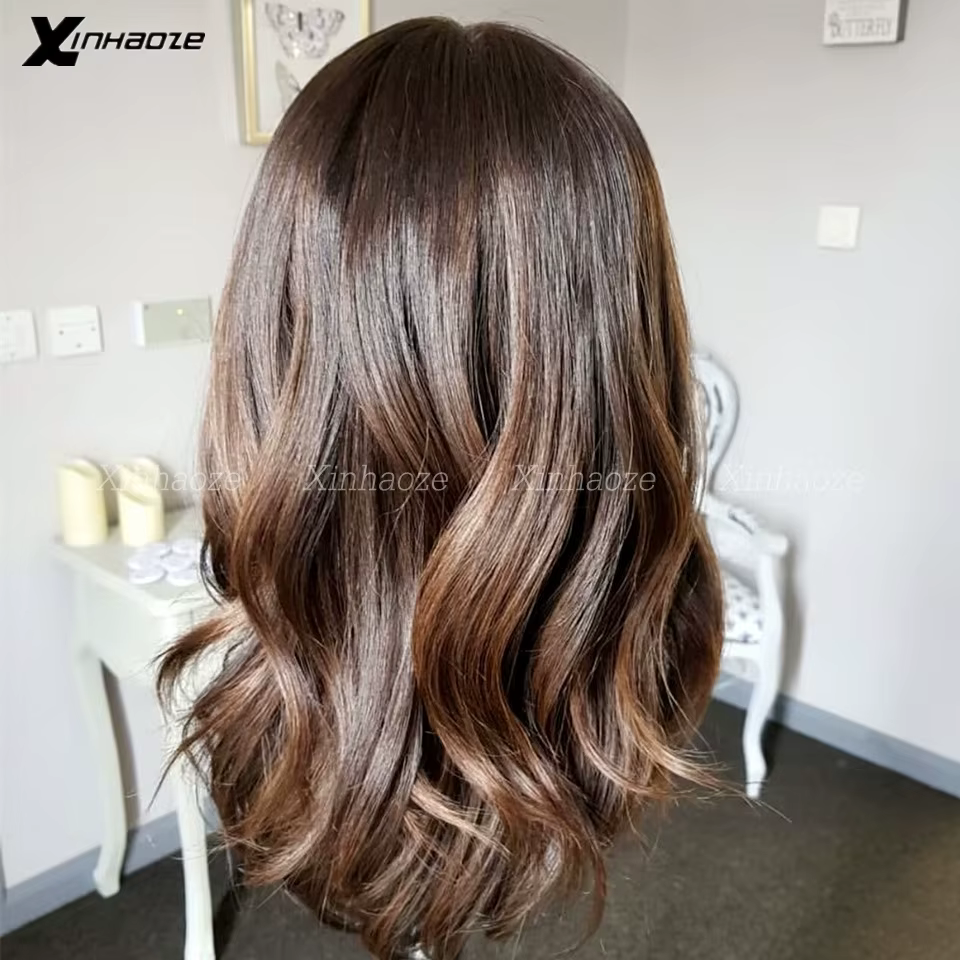 Perruque Full Lace Wig sans colle, cheveux naturels, Body Wave, brun foncé, doux, baby hair, HD, 5x5, pre-plucked, densité 180%, 360