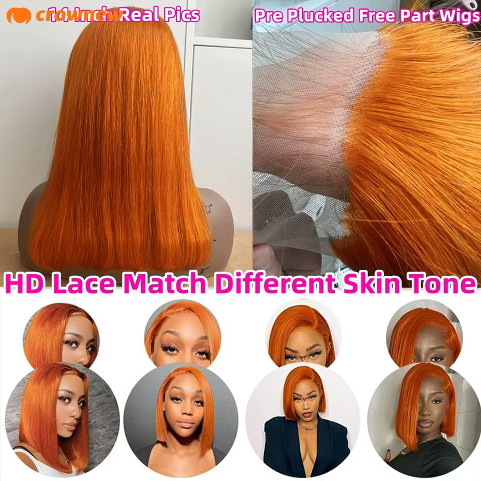 Perruque en cheveux humains couleur gingembre #