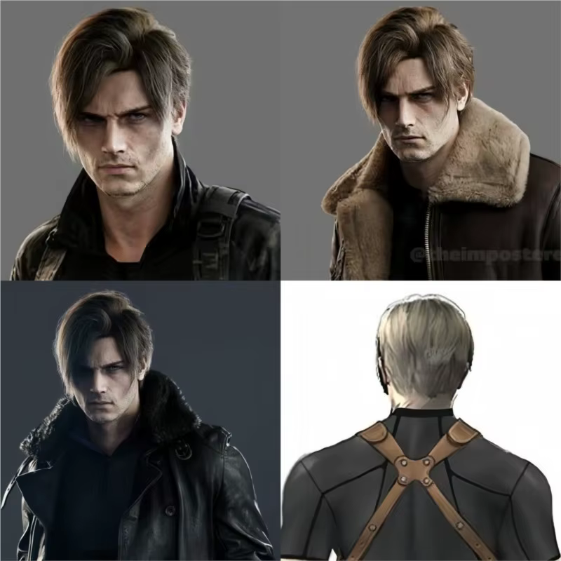 Perruque de cosplay Re9 REQ Leon pour homme
