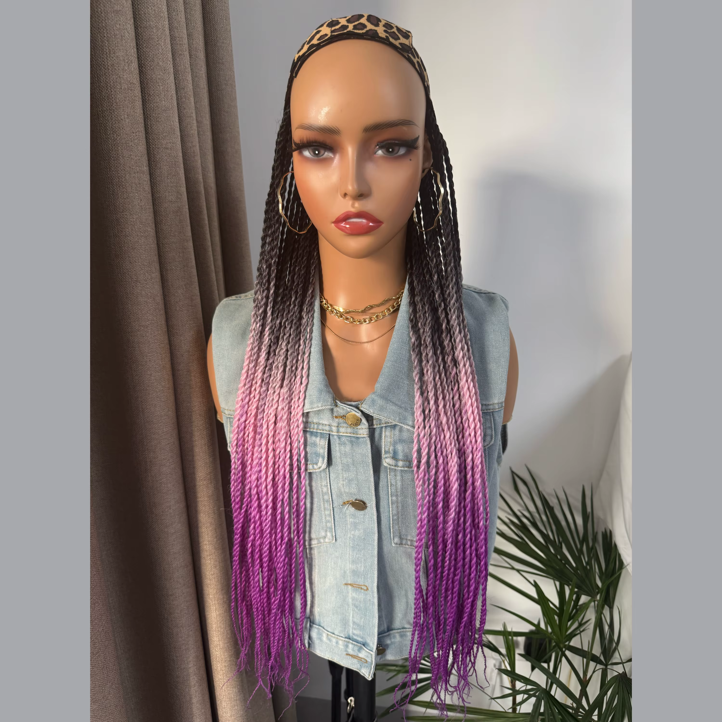 Perruque synthétique torsadée sénégalaise ombrée pour femme