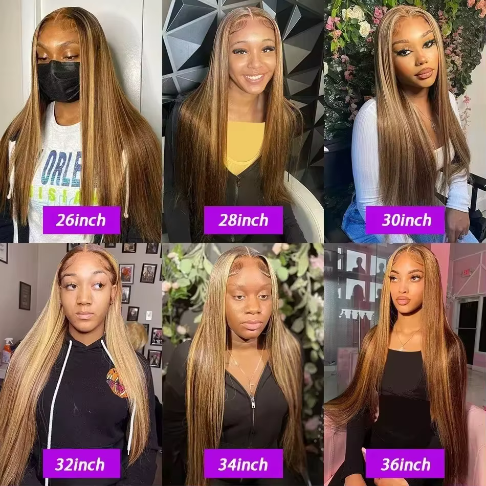 Perruque à mèches de cheveux humains 13X6 avec dentelle frontale HD