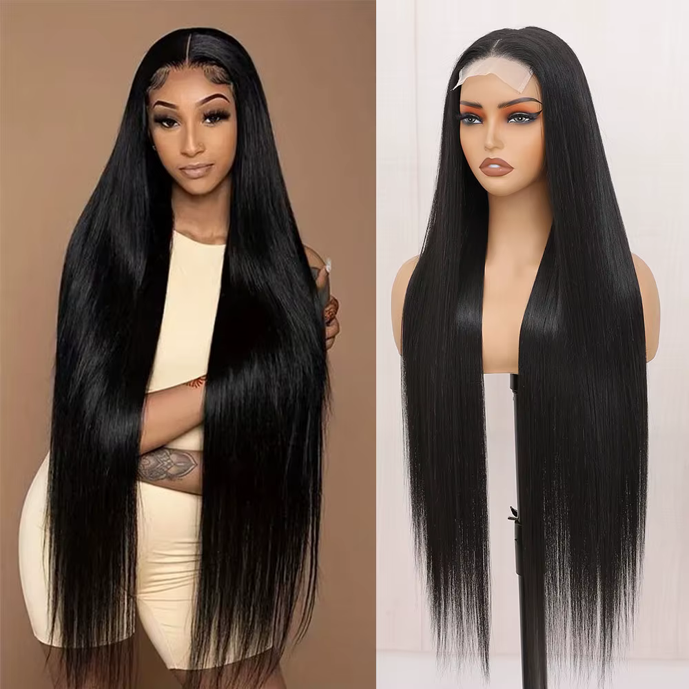 Perruque Lace Wig synthétique lisse 4x4 de 36 pouces