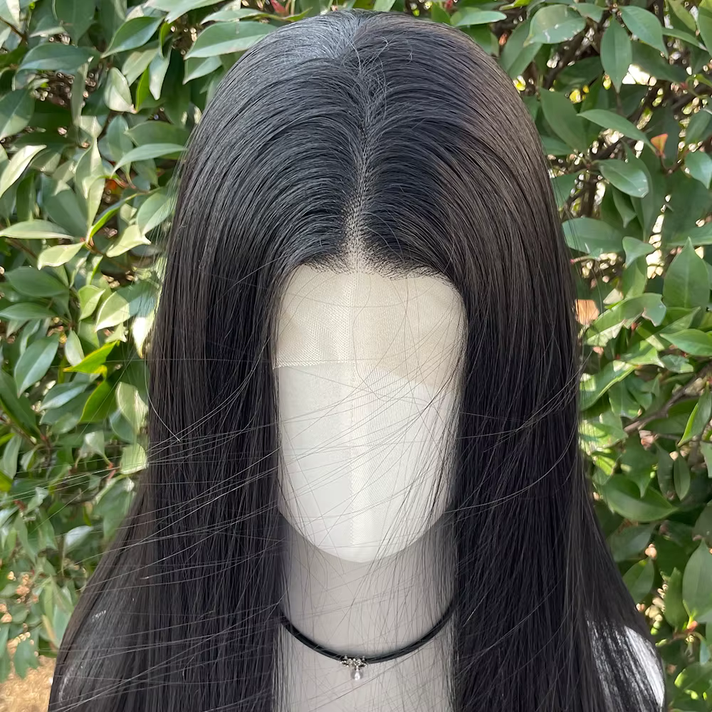 Perruque Lace Front Wig synthétique noire de jais 13x4