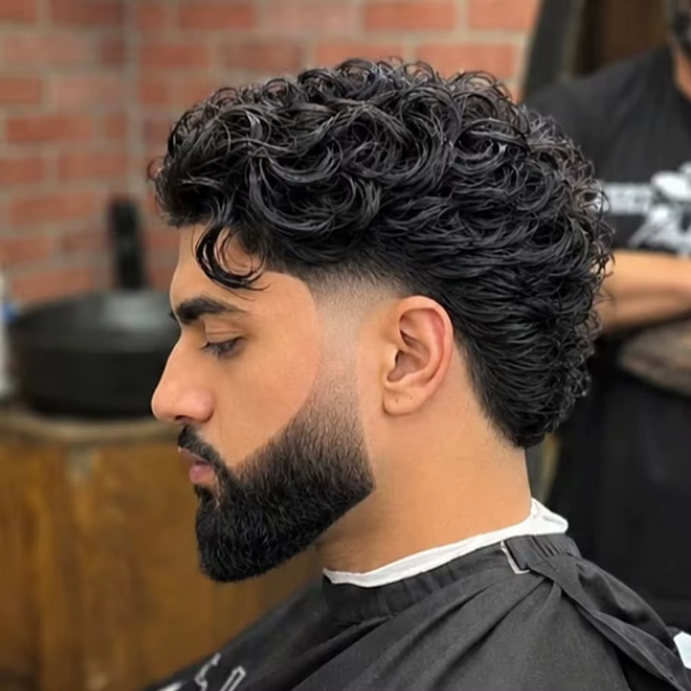 Hommes 26mm naturel bouclés cheveux humains toupet remplacement capillaire prothèse 100%