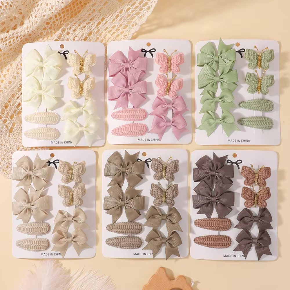 Pinces à cheveux papillon mignonnes faites à la main et ensemble de clips BB pour bébés filles