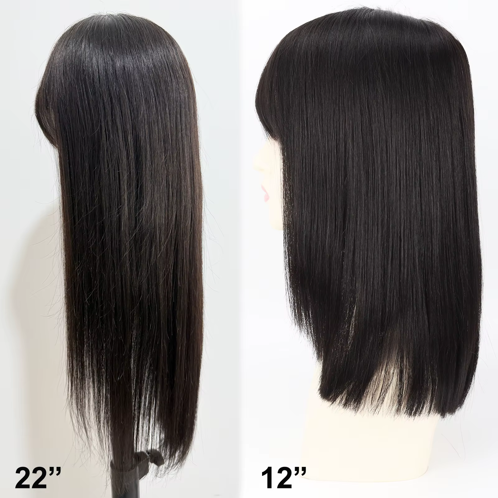 Perruque de cheveux humains européens vierges avec frange