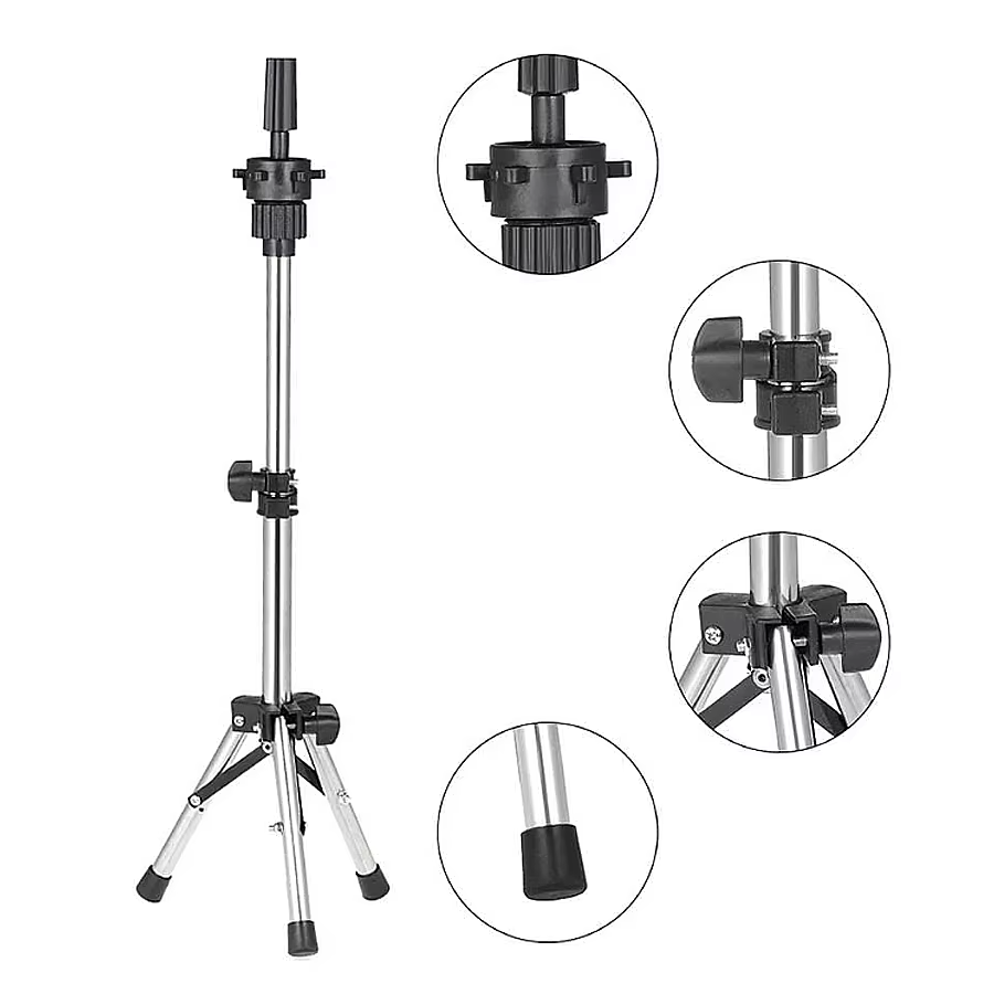 Support de tête de perruque trépied réglable en hauteur