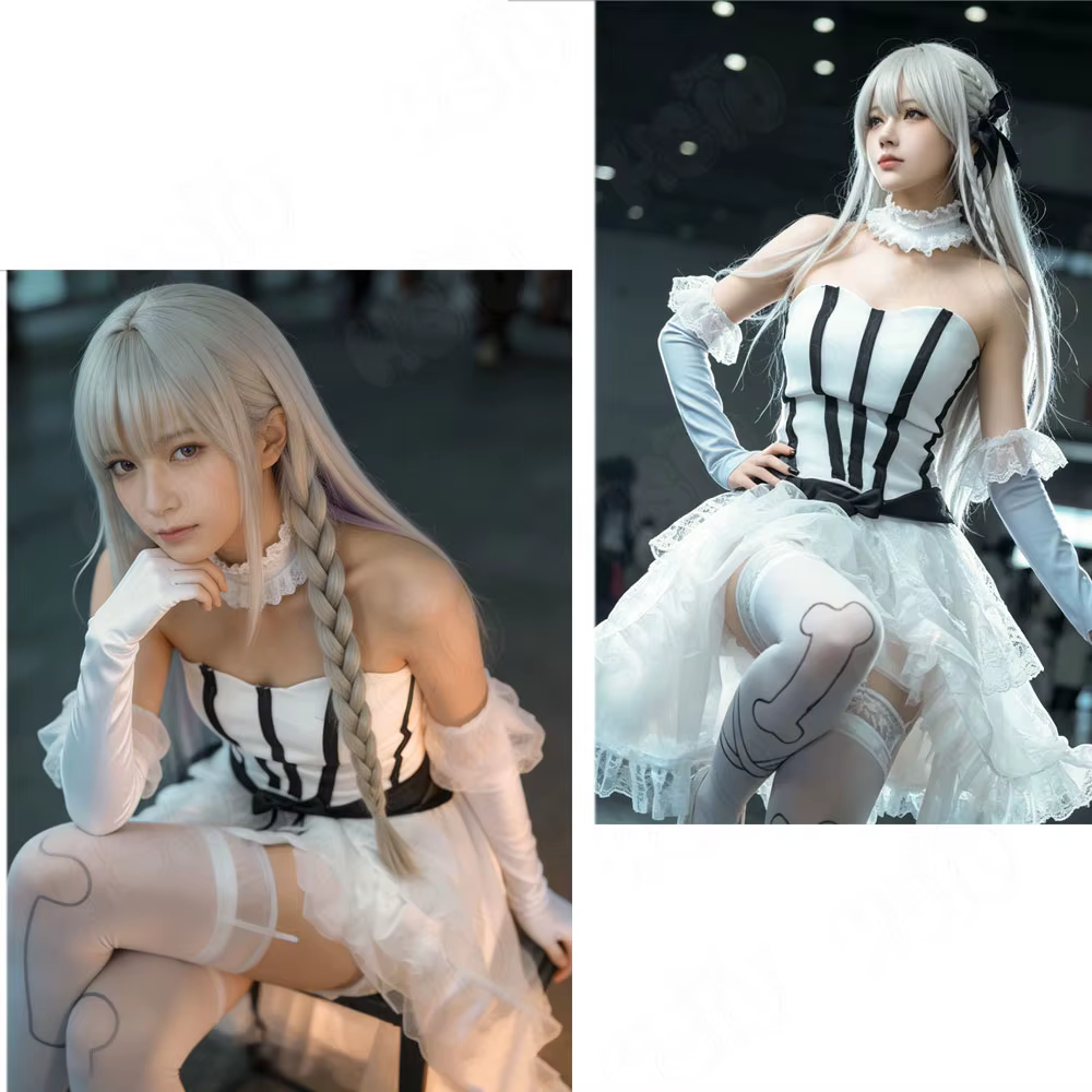 Perruque de cosplay synthétique en fibre Francesca Prelati HSIU, longue, gris argenté mélangé violet taro, pour le jeu Fate/strange