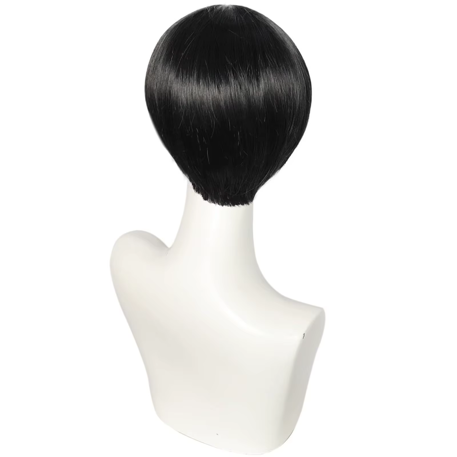 Perruques courtes noires avec frange pour hommes et femmes