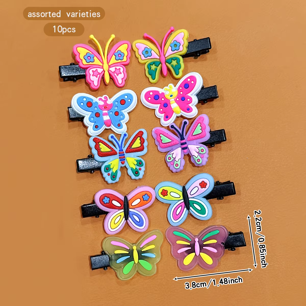 10 pinces à cheveux papillon colorées