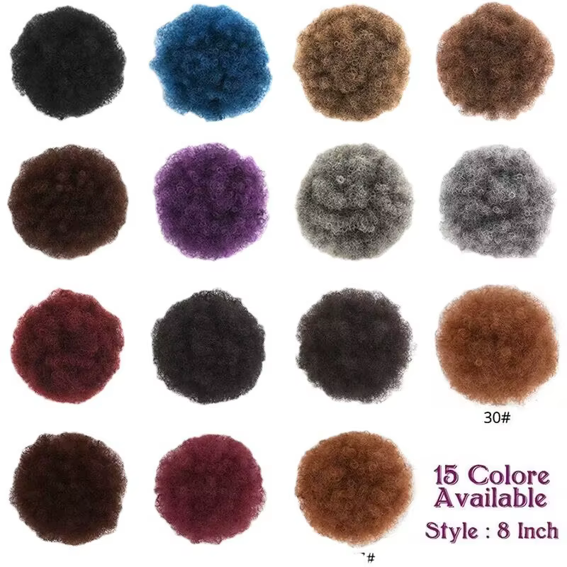 Chignon Afro Puff 8 pouces | Queue de cheval crépue bouclée avec cordon de serrage pour femme | Extension de cheveux
